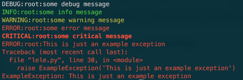 Colorlog example messages